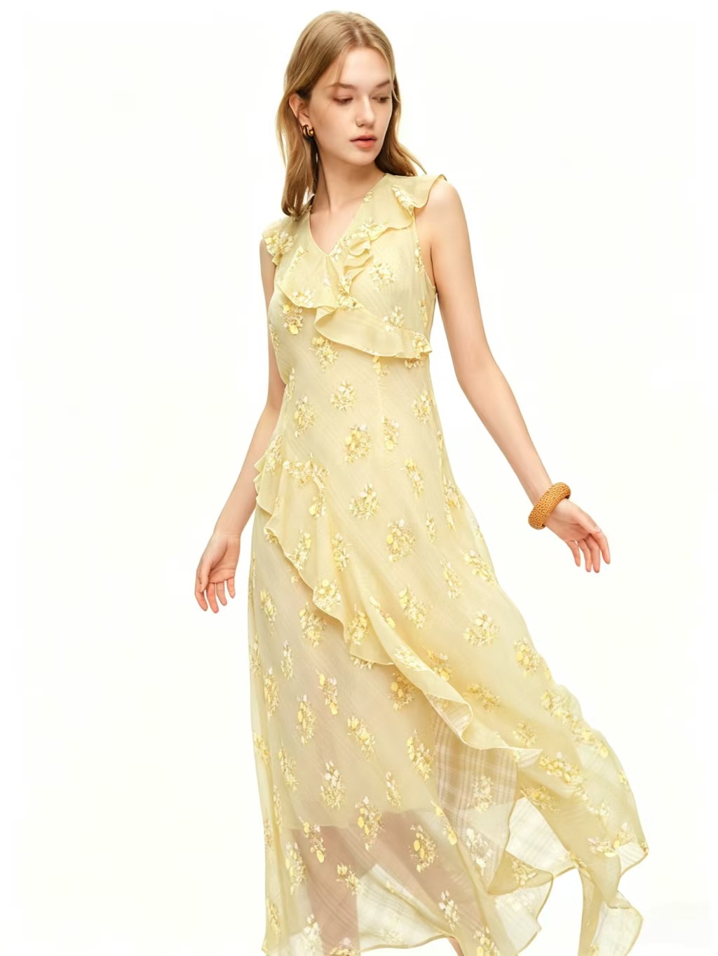 2026 Summer V-neck Elegant Floral Backless Sleeveless Dress image 2